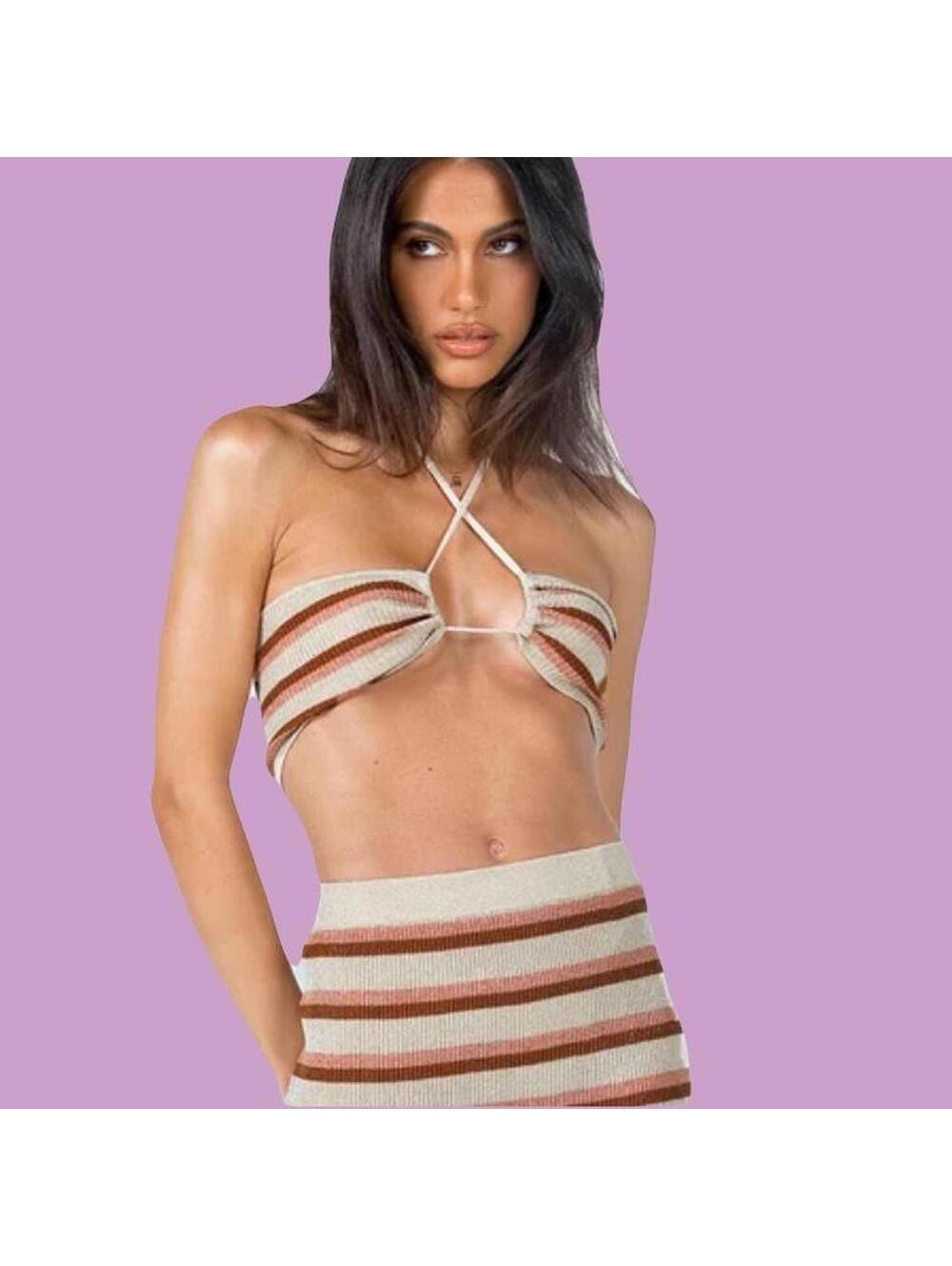 Princess polly Melina Beige stripe top